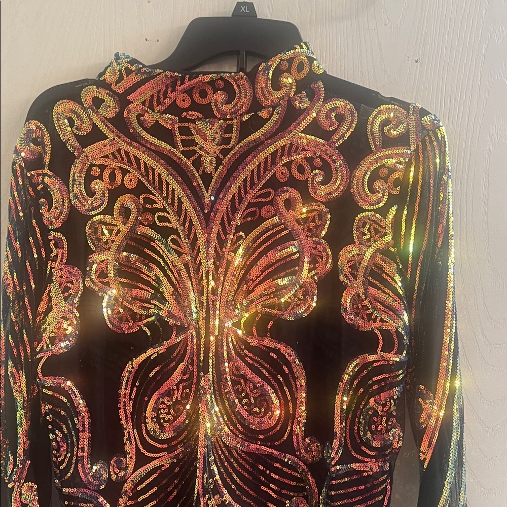 Rainbow Multicolor Sequin Bodysuit - image 1